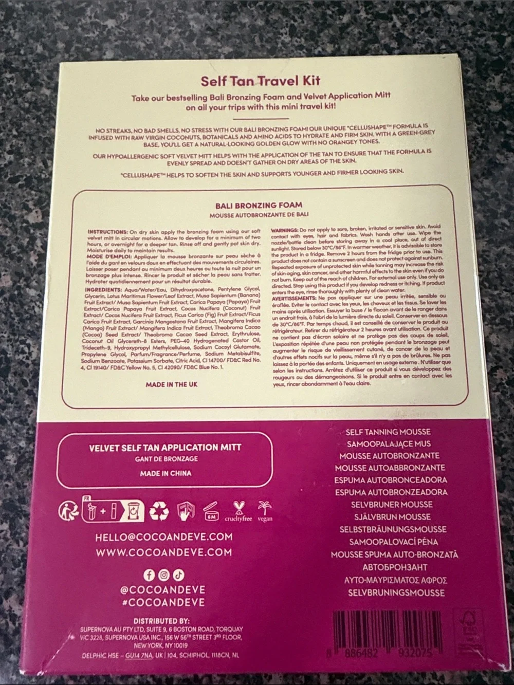 Coco & Eve Sunny Honey Self Tan Travel Kit with Pink Mitt